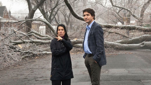 Prime Minister Justin Trudeau and Mayor Valerie Plante in Montreal, one of the hardest-hit places in Quebec.
